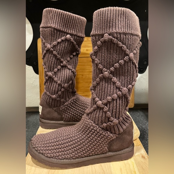UGG Shoes - UGG Authentic Australia Argyle Brown Knit Midcalf Sock Sweater Boots